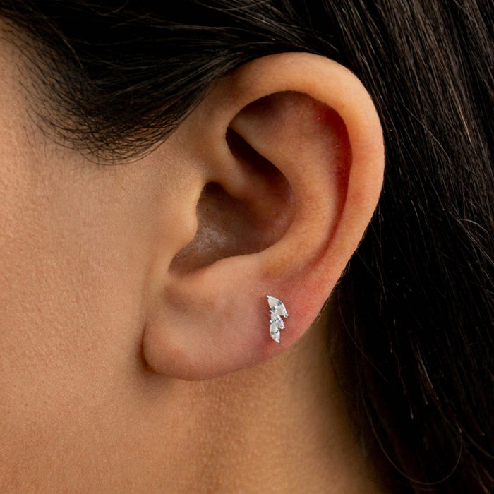 MARQUISE STONED STUD SILVER PIERCING