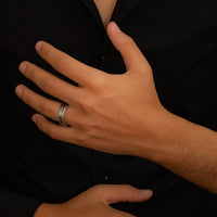 DOUBLE ROW TWISTED ROPE MEN SILVER BAND