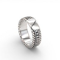 HERITAGE GRANULATED & TWISTED ROPE MEN SILVER RING