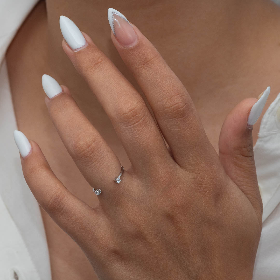 DOUBLE ROUND STONED SILVER RING