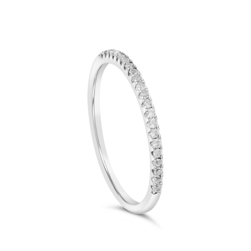 ROUND STONED BAND SILVER RING