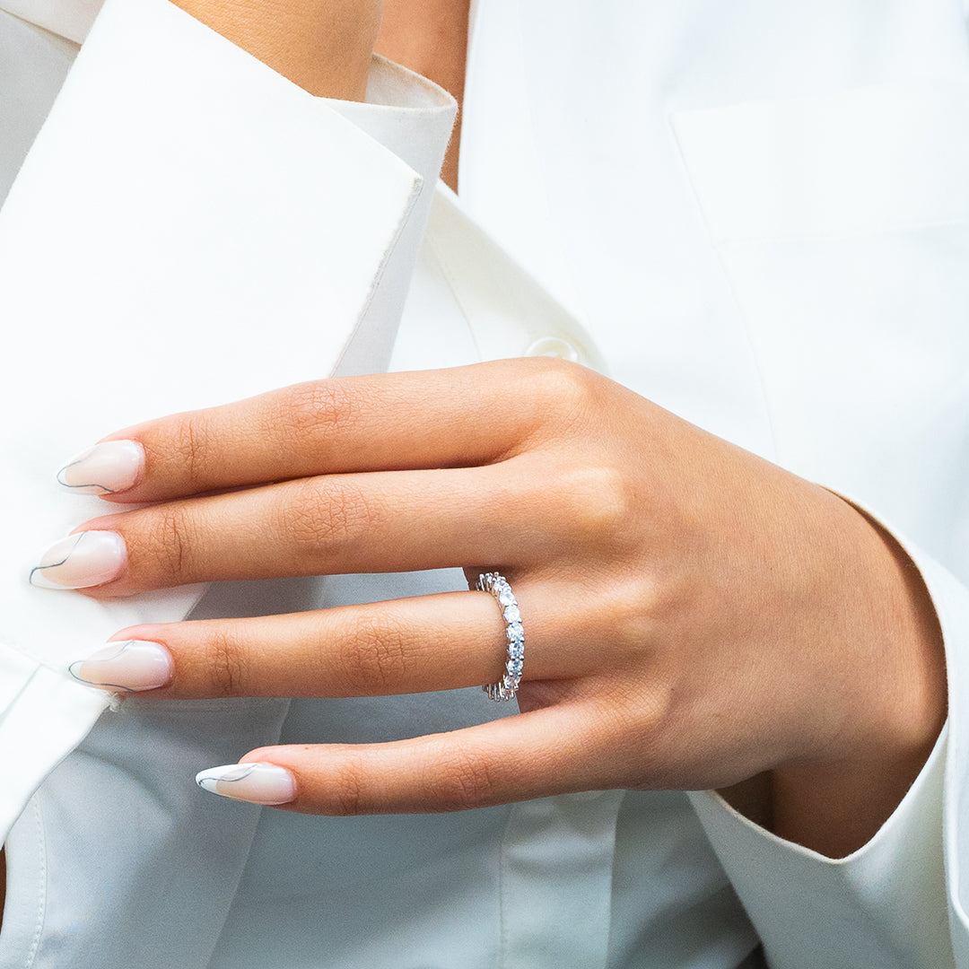 INLAID FULL ROUND STONES SILVER BAND – Marly Silver
