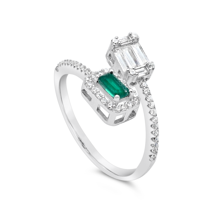 EMERALD MULTISTONED SILVER RING