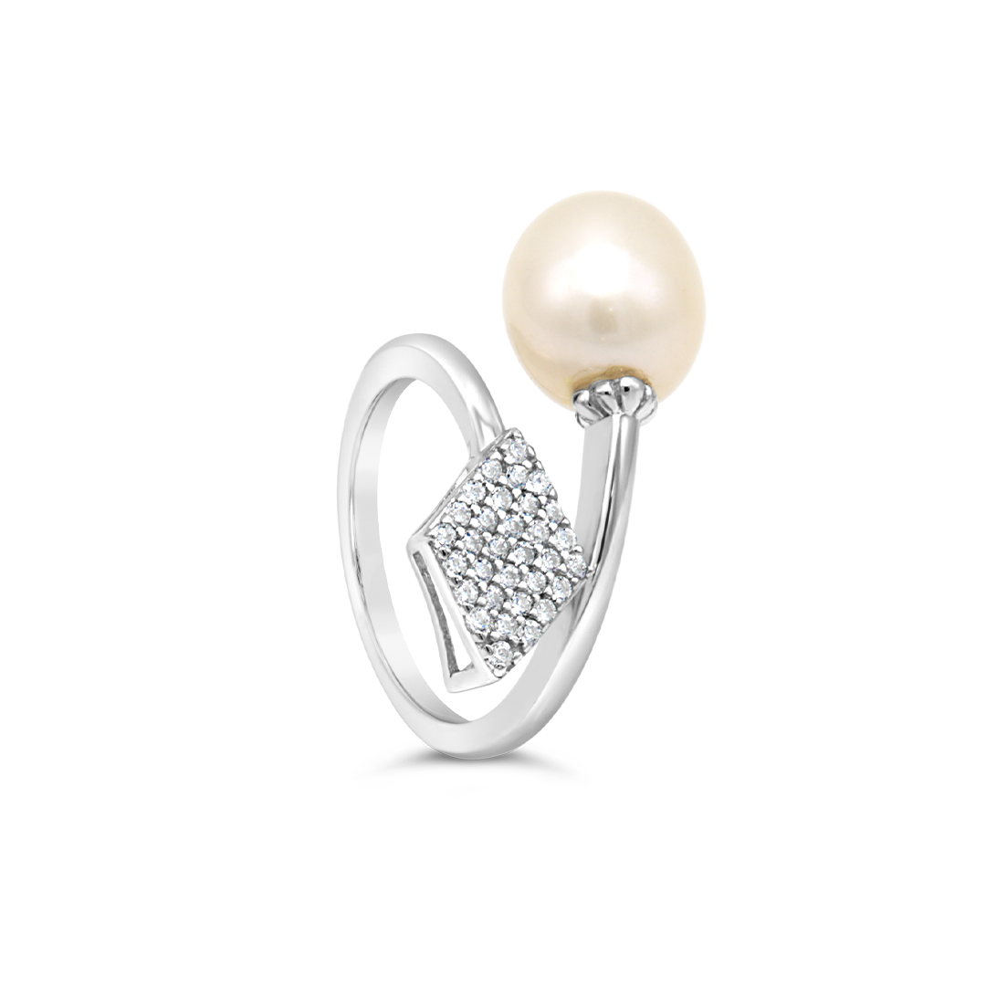 OVAL PEARL SILVER RING