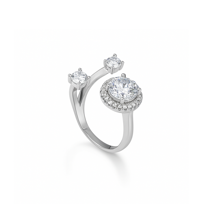 DIAMOND SHAPED FREE SIZE SILVER RING