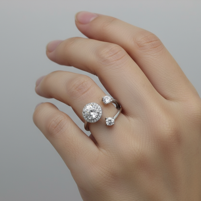 DIAMOND SHAPED FREE SIZE SILVER RING