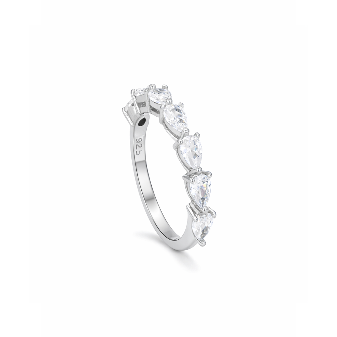 PEAR SHAPED SILVER RING