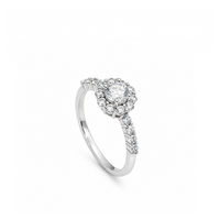 FLORAL HALO ROUND SILVER RING