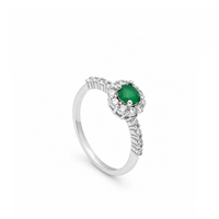 FLORAL HALO ROUND SILVER RING