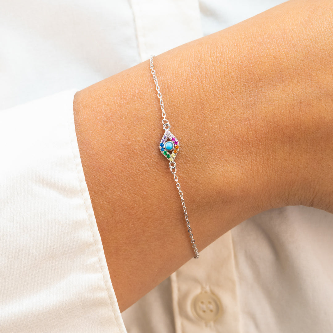 EVIL EYE SHAPED SILVER BRACELET