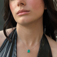 TURQUOISE PEAR STONED SILVER NECKLACE