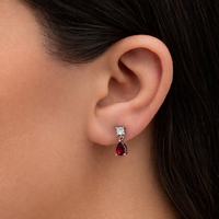 DROPPING PEAR STONE STUD SILVER EARRING