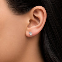 TINY DOUBLE STONED STUD SILVER EARRING