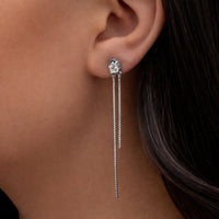 ROUND STONED LOOP STUD SILVER EARRING
