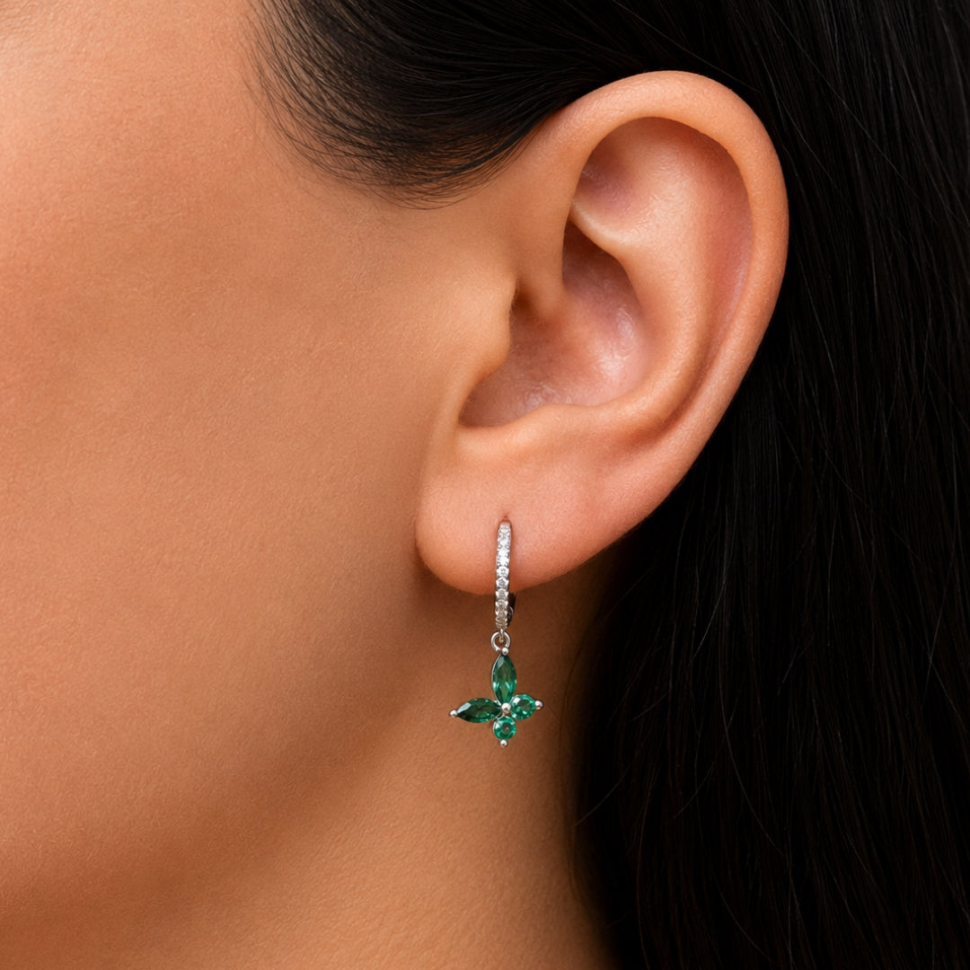 BUTTERFLY HOOP SILVER EARRING
