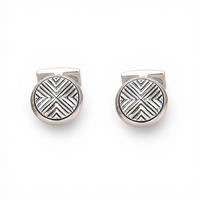 GEOMETRIC CHEVRON MEN SILVER CUFFLINKS