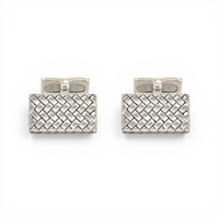 PLAIN WOVEAN MEN SILVER CUFFLINKS