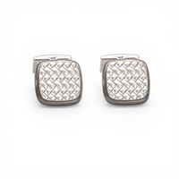 DARK SQUARE WOVEN MEN SILVER CUFFLINKS