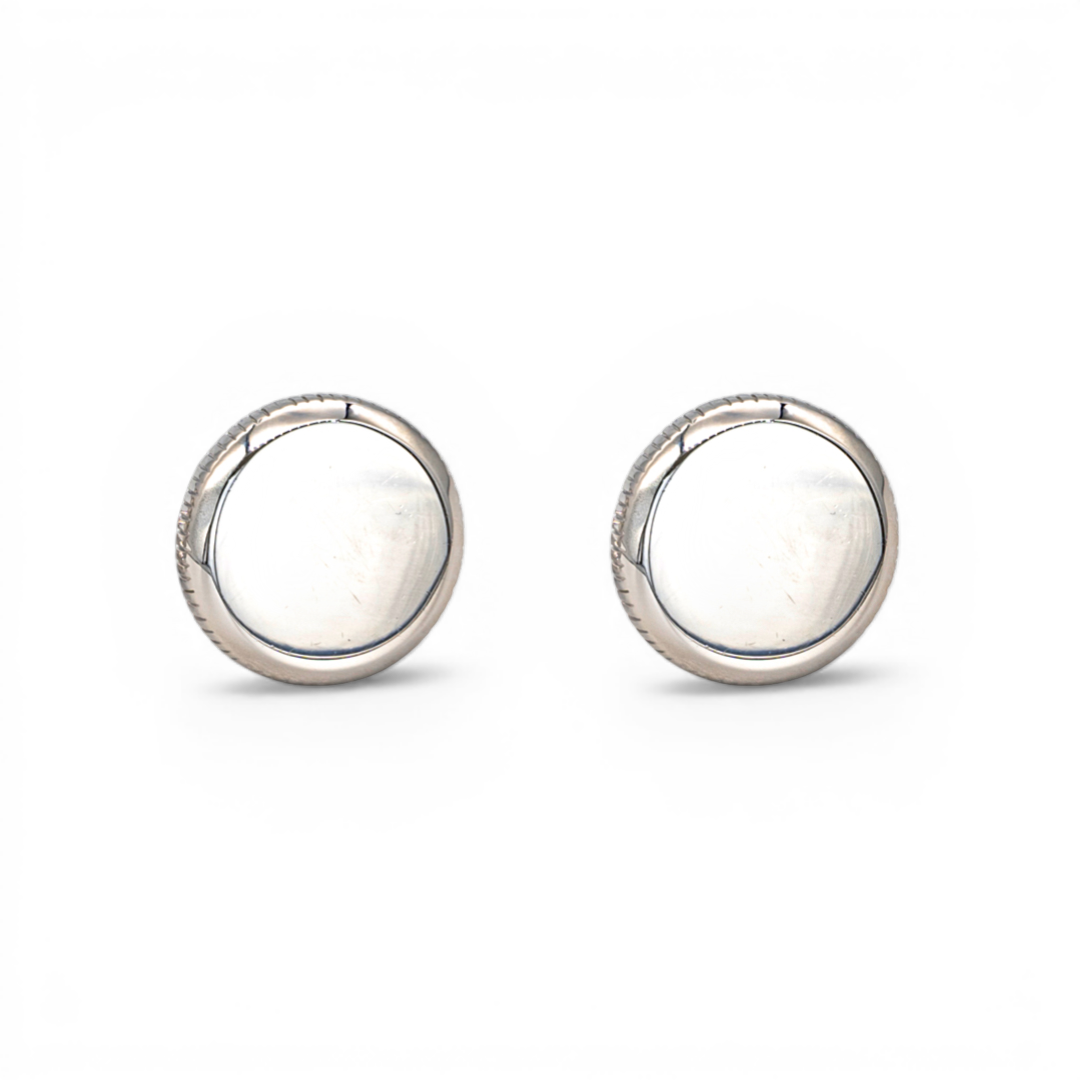 PLAIN CIRCLE SHAPE MEN SILVER CUFFLINKS